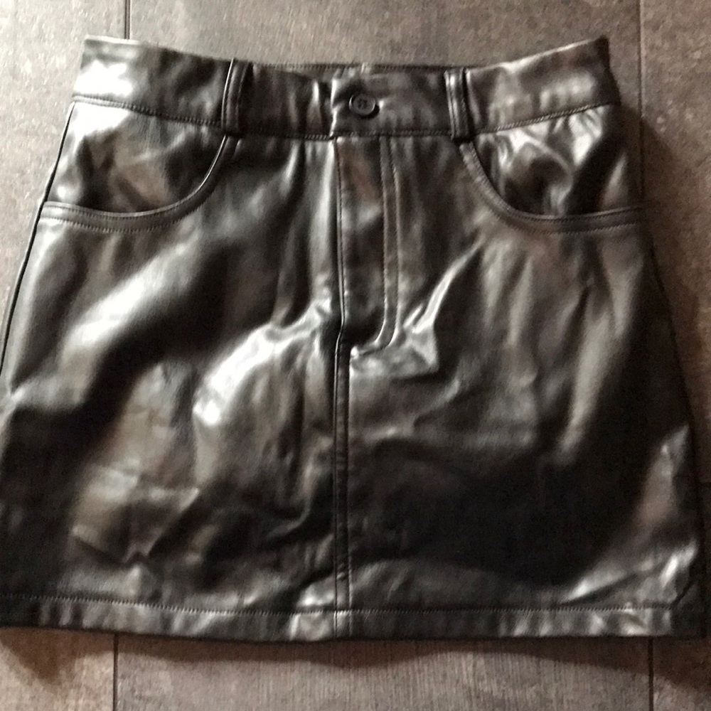 Black Faux Leather Mini Skirt